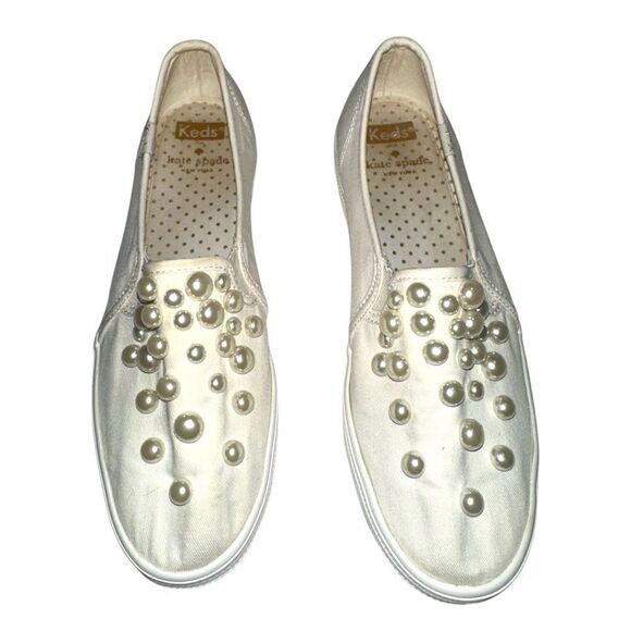 KATE SPADE x Keds Triple Decker Pearl Bridal Slip On Platform Shoes - Picture 2 of 8